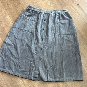 Gray Button-Front Corduroy Women's Skirt